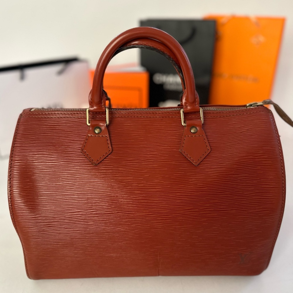 AUTH Louis Vuitton Speedy 30 Epi Brown Handbag